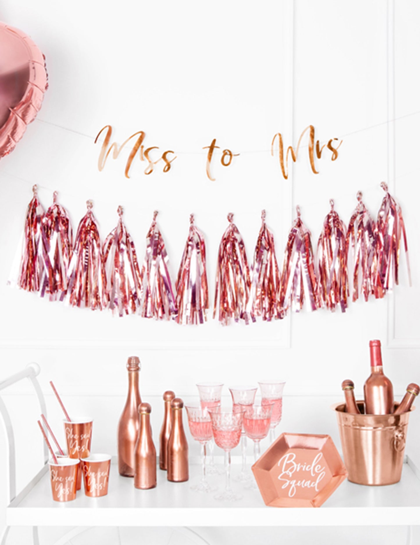 Tassel Garland 12 Pompoms Rose Gold Metallic 1,5m