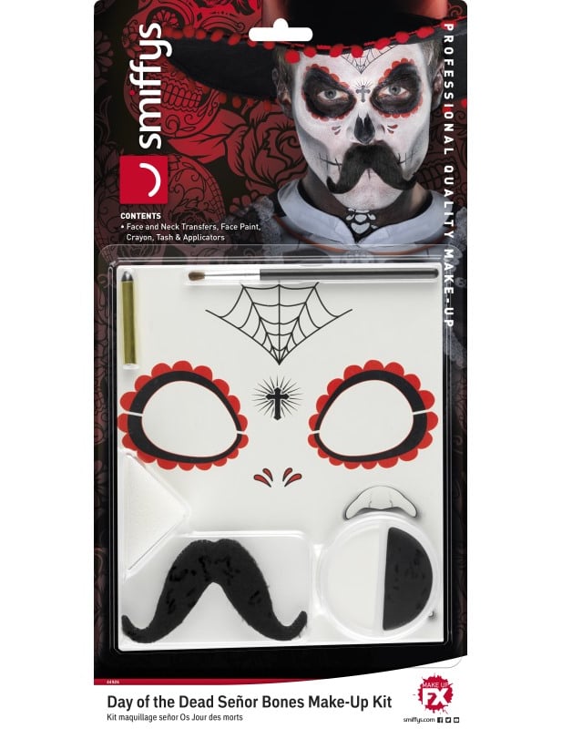 Kit de machiaj pentru schelet mexican Adult Dia de los Muertos