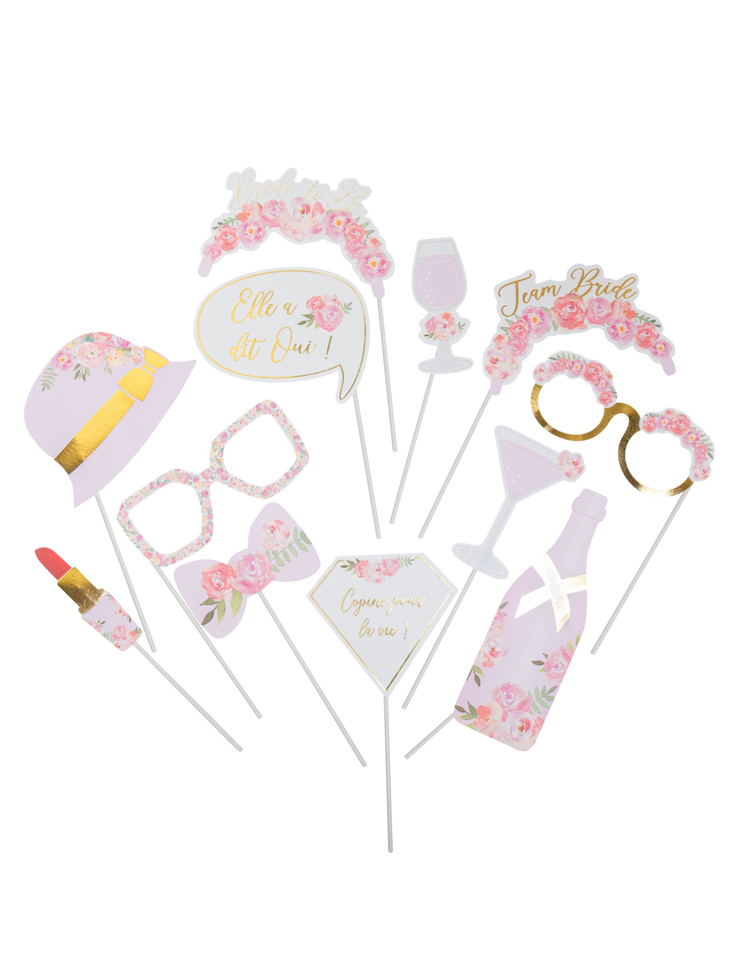 Photobooth Kit 12 EVJF Fleuri Accesorii