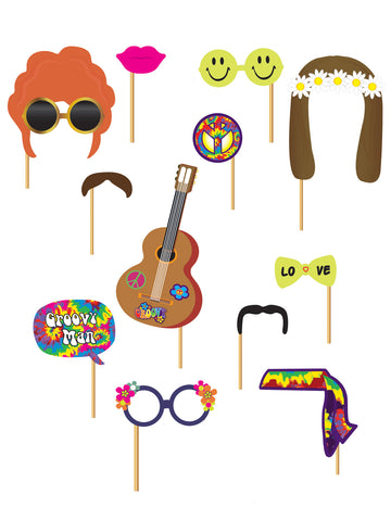 12 -piesă Hippie Photobooth Kit