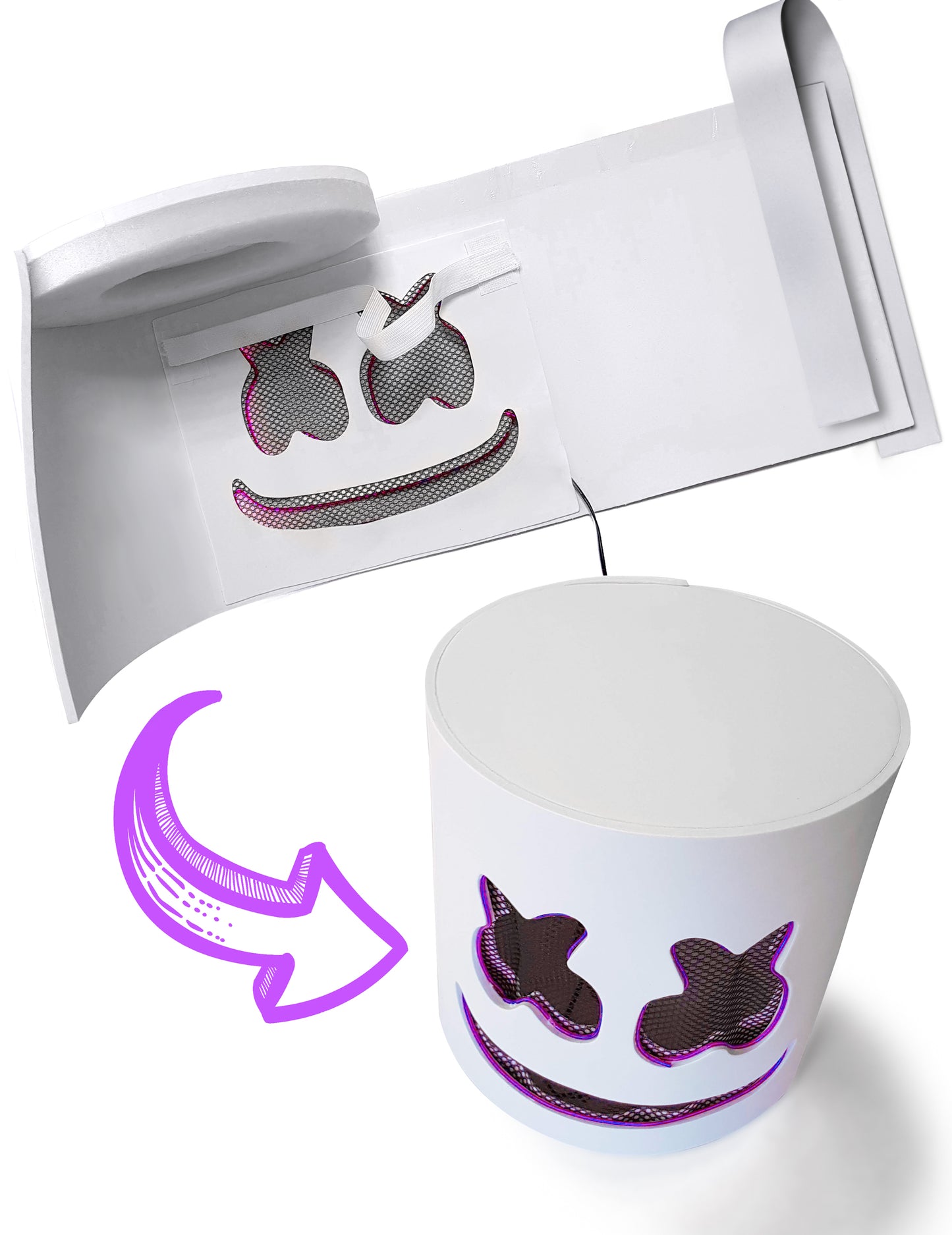 Mask DJ Marshmallow LED Purple Adult