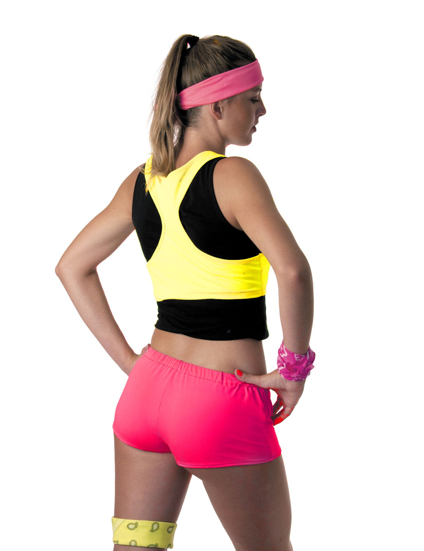 Fluo feminin mini pantaloni scurți roz scurt