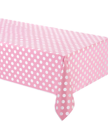 Imaverie roz cu plastic alb polka dot 137 x 274 cm