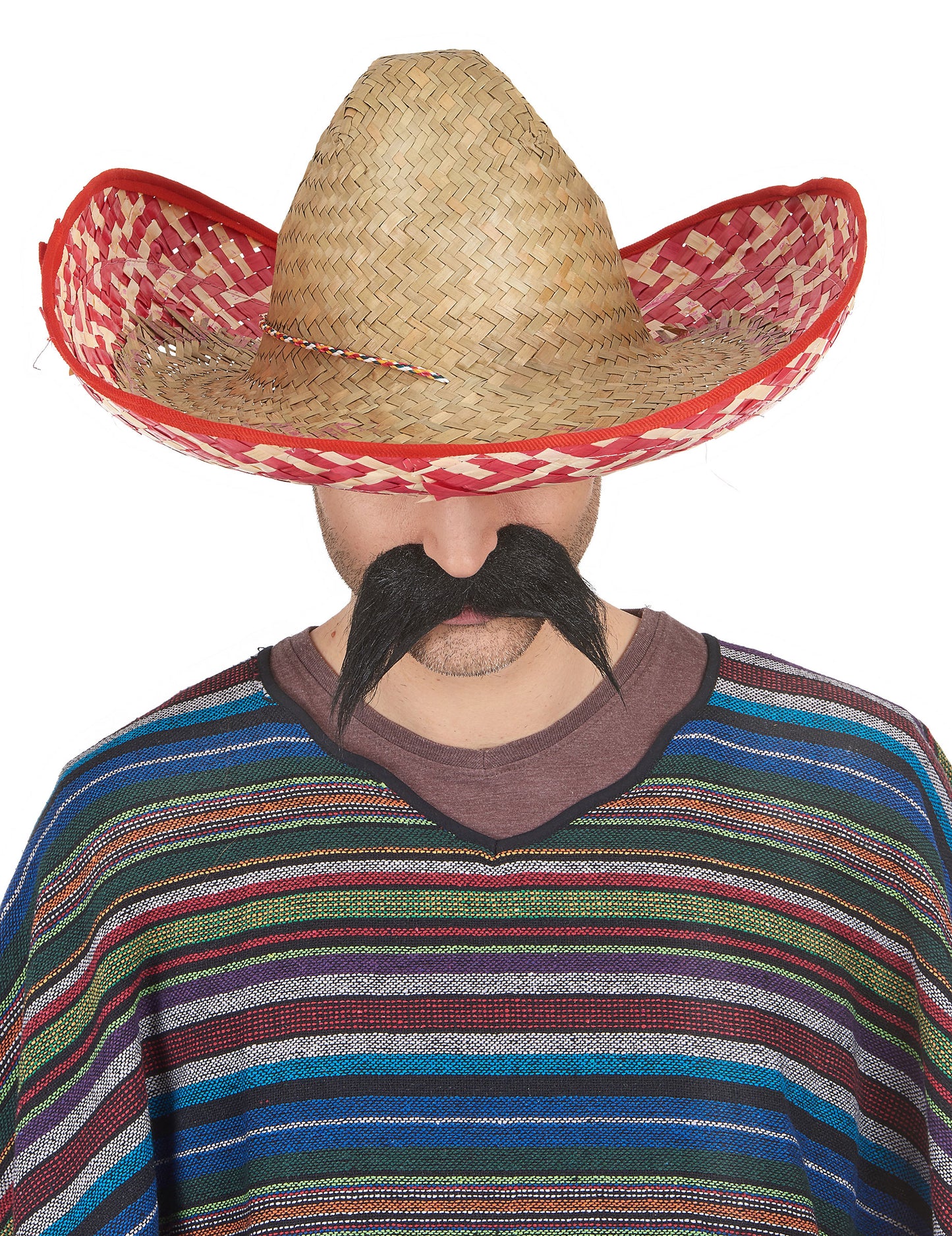 Sombrero mexican roșu și paie pentru adulți