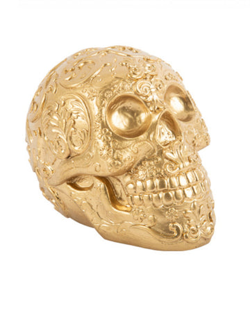 Craniu de Aur cu modele ridicate de Calaveras 14 cm